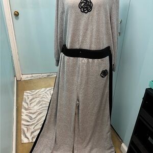 Gray and Black Lounge Set with Floral Detail